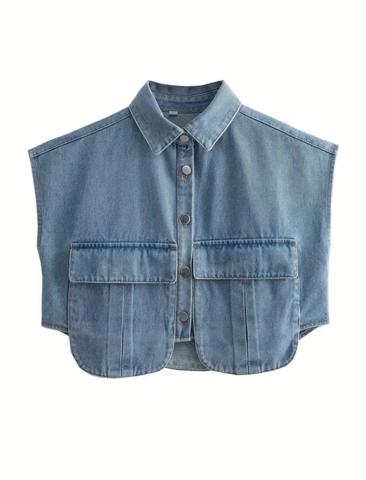 Denim Cropped Vest